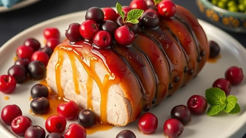 Fläskytterfilé i sockerkaksform med lingon