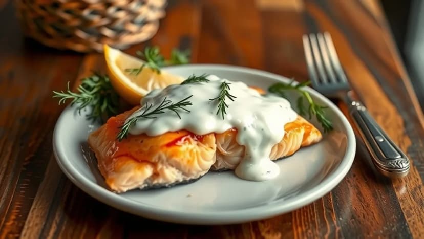 Lax i ugn med krämig sås